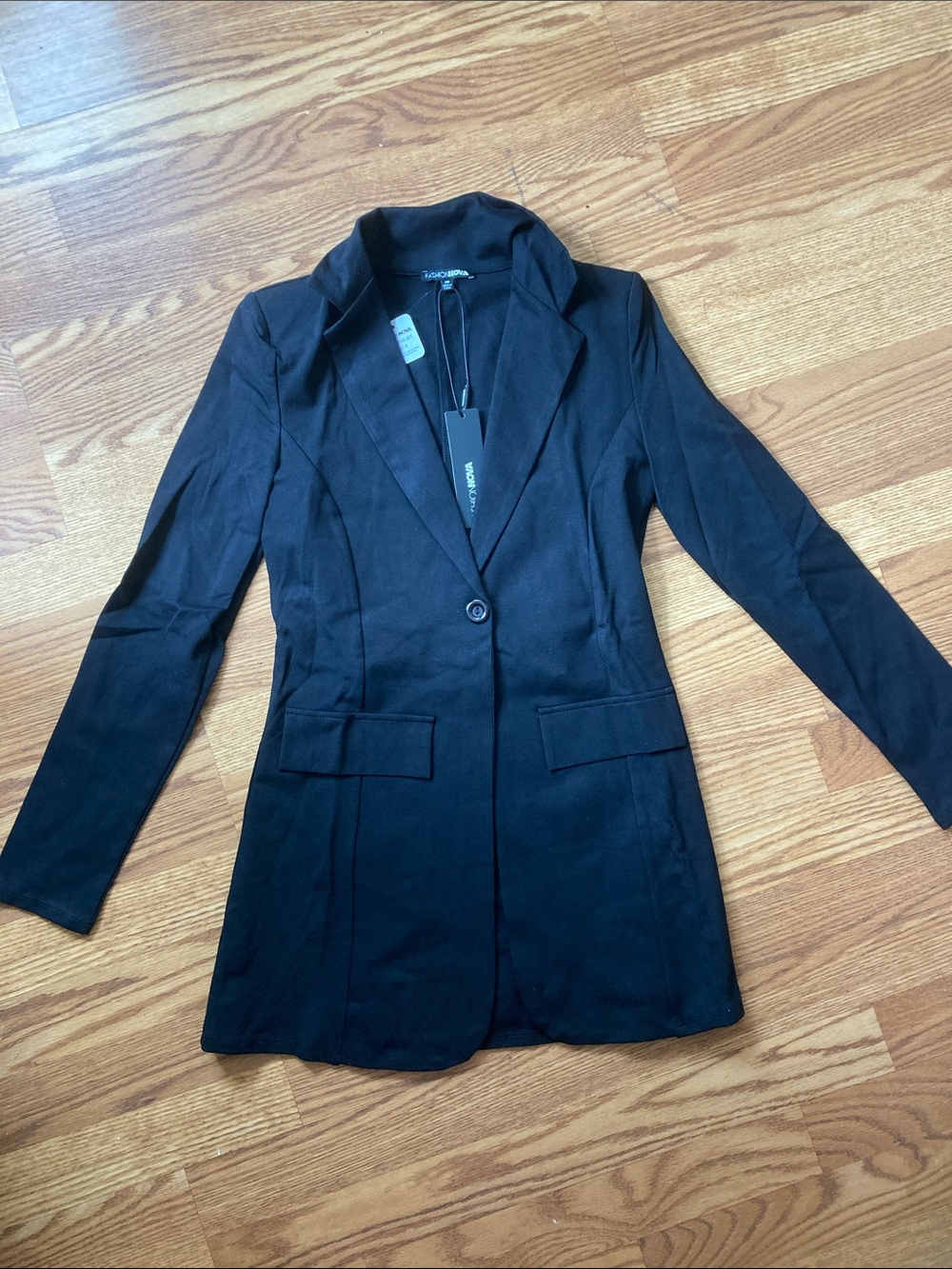 Fashion Nova Black Single-Button Womens Blazer